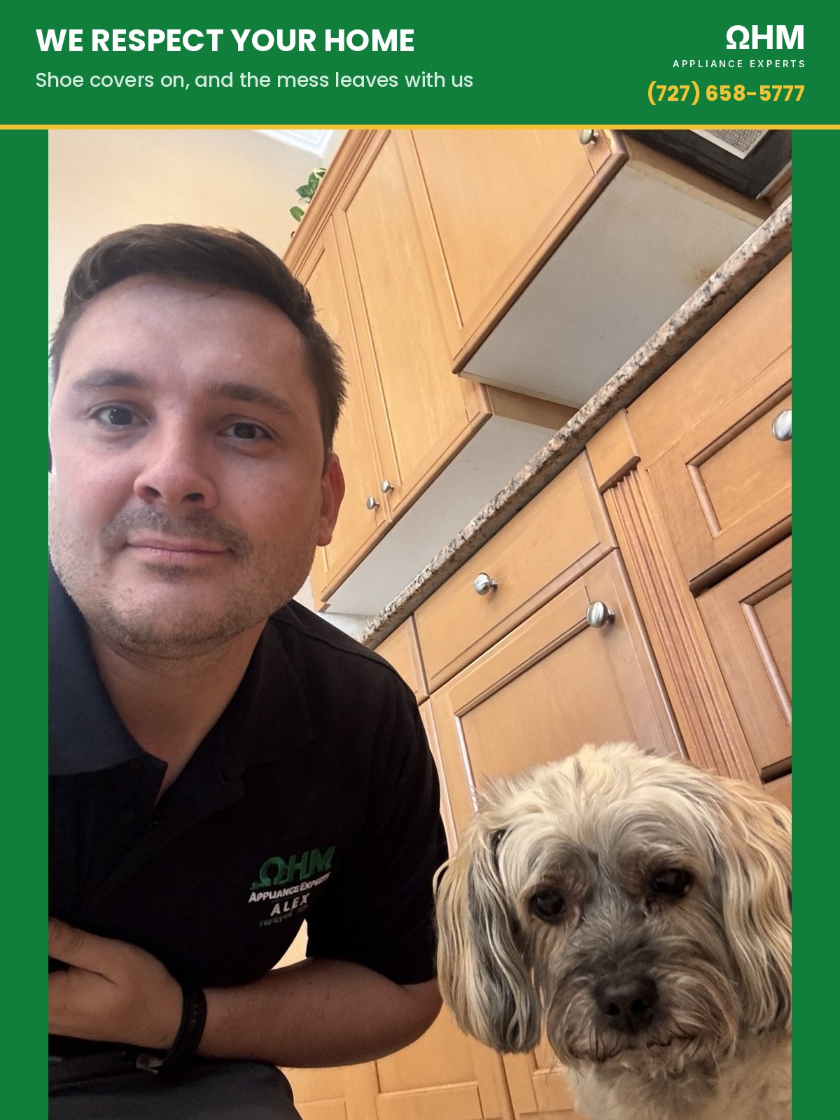 Ohm Appliance Experts technician on a service call in Trinity, FL