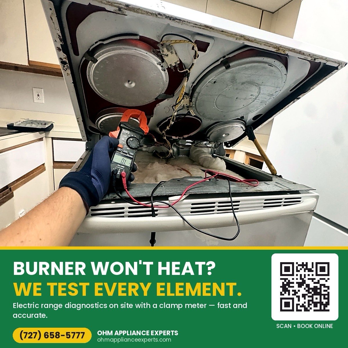 Testing a bake element on an electric oven that would not heat