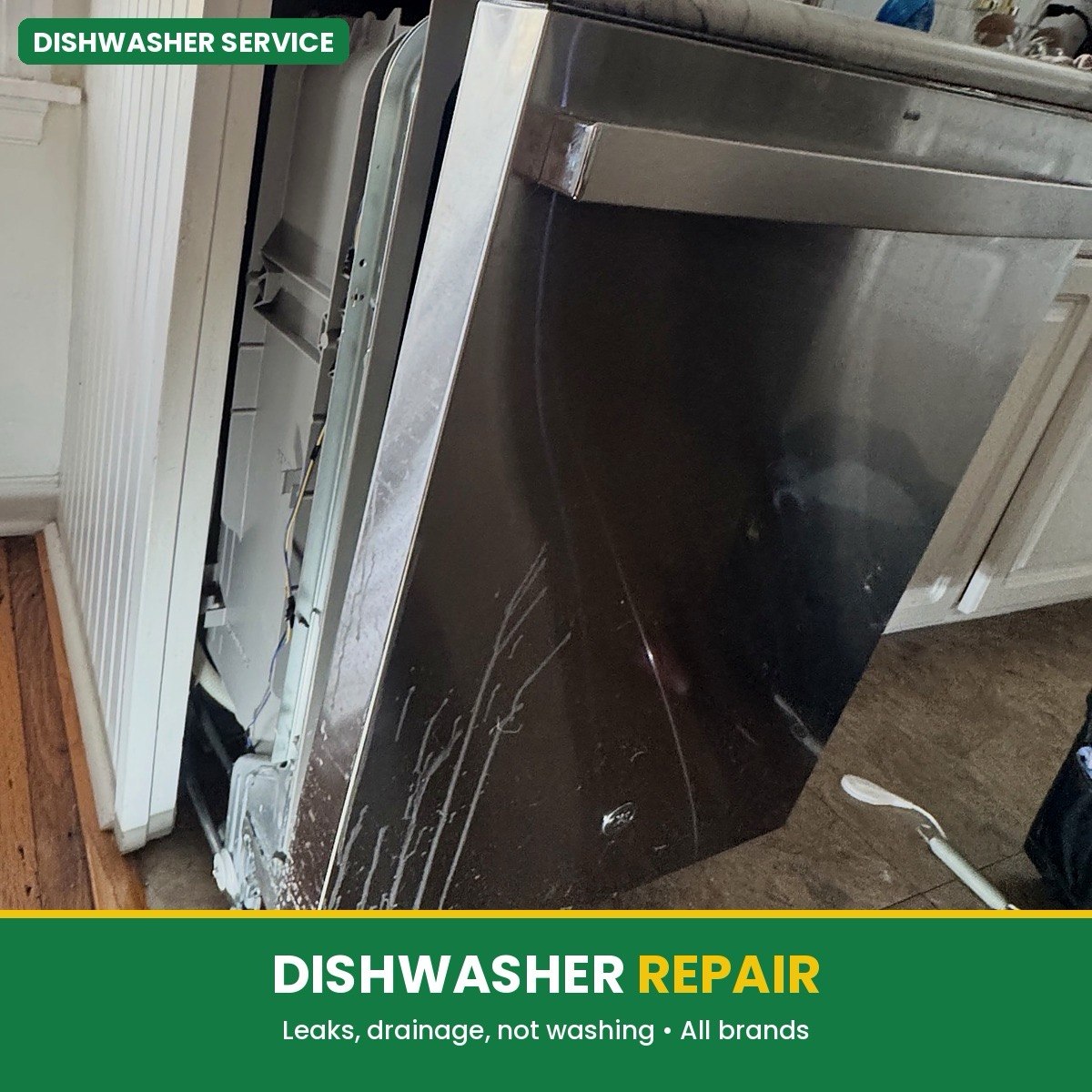 Dishwasher repair for leaks and drainage, all major brands