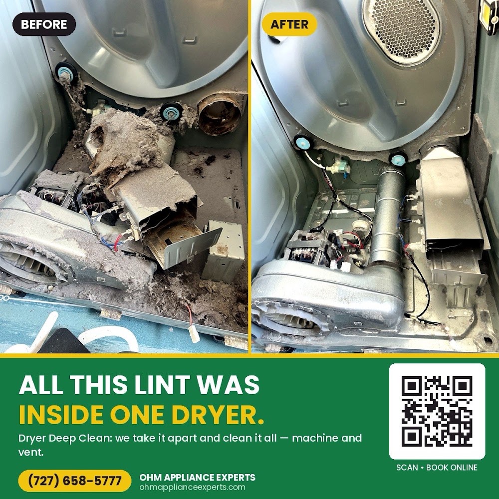 Before and after: lint removed from inside a single dryer