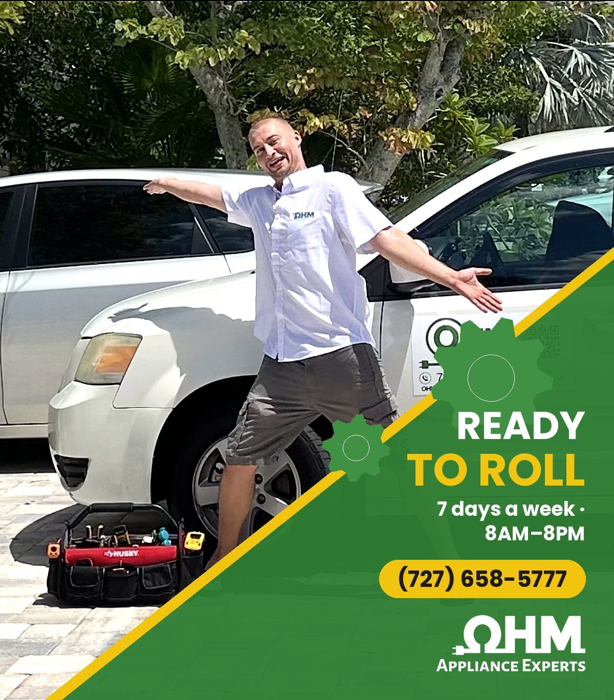 Técnico de Ohm listo para salir, 7 días a la semana